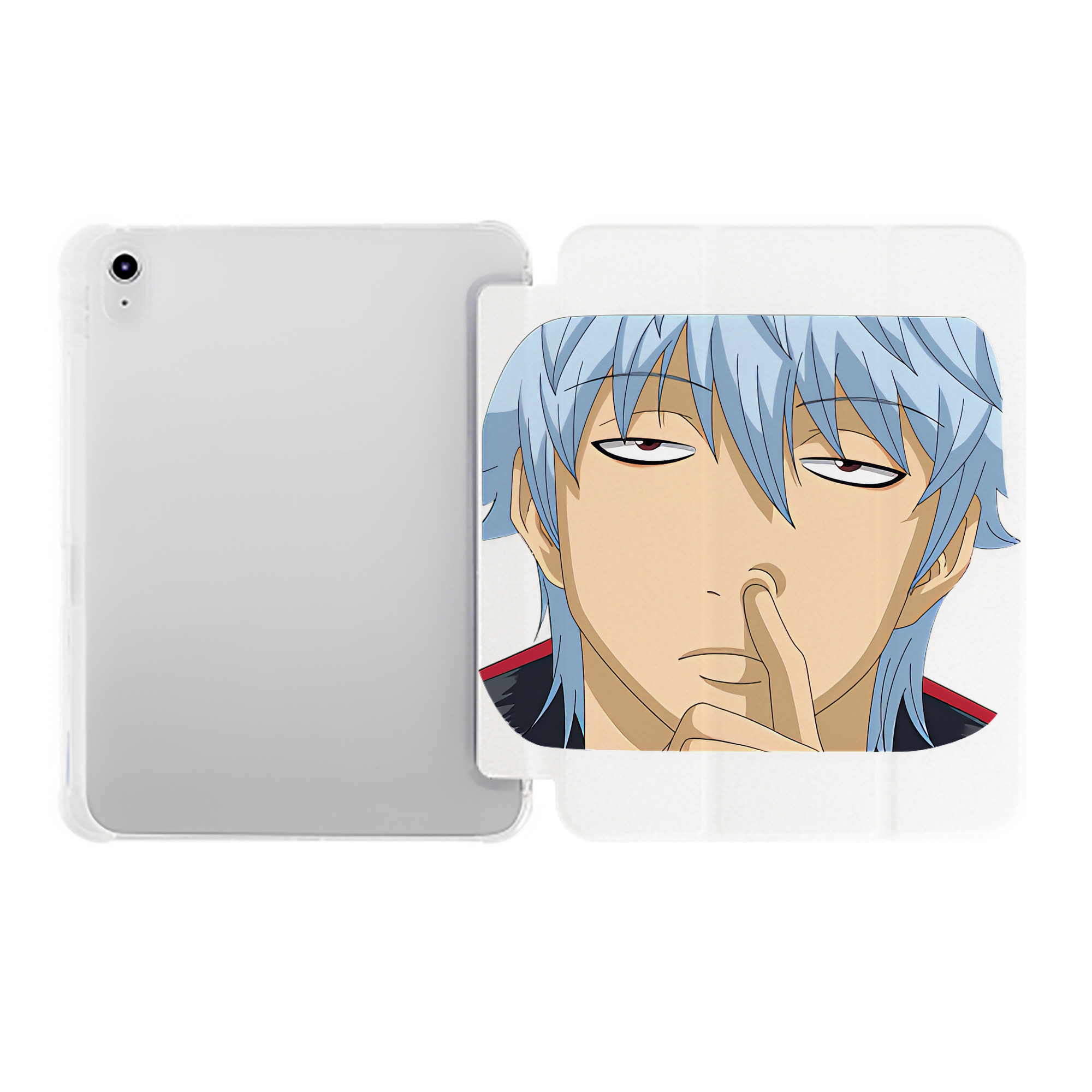（画像用） ぎんたま 坂田銀時（さかたぎんとき） 神楽 志村新八（しむら しんぱち） GINTAMA Sakata Gintoki Kagura Shimura Shinpachi IPad ケース ペン収納付き 三つ折りスタンド PUレザー×シリコン 対応機種9.5/10.5/10.9インチ